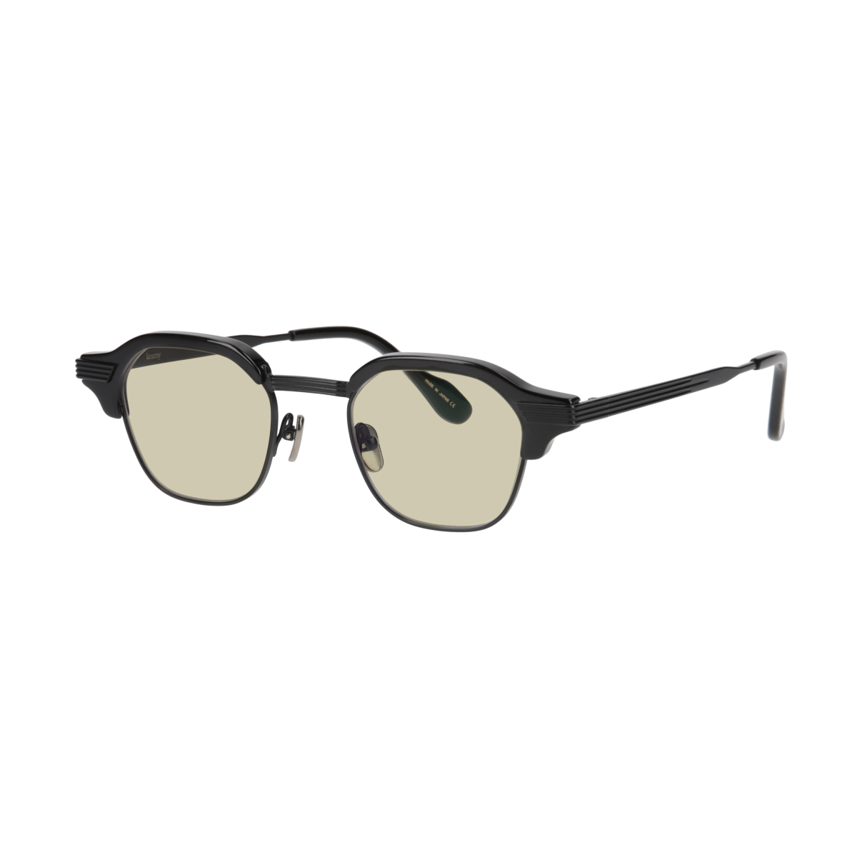 tommy　black x black　green yellow lens