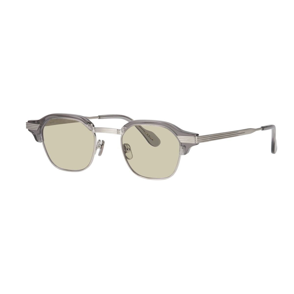tommy　clear gray x silver　green yellow lens