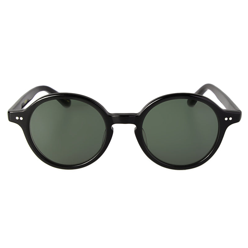 round　black　dark green lens